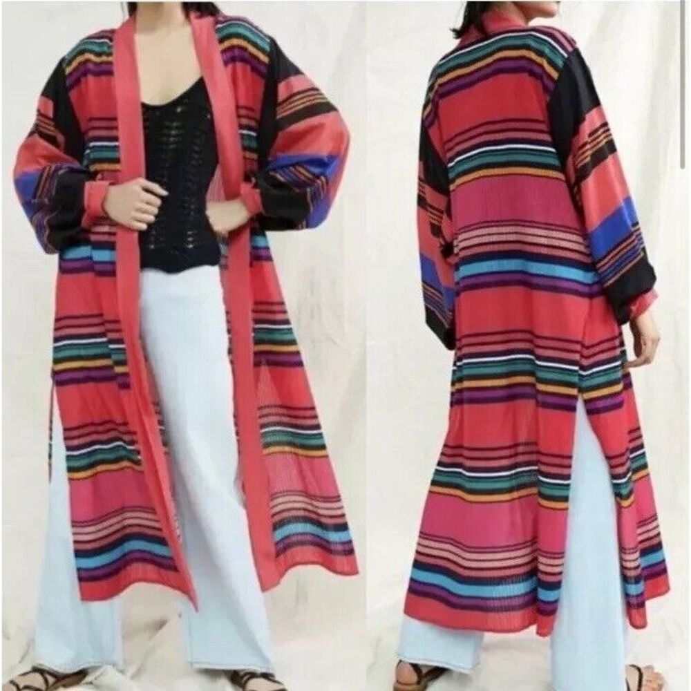 NWT Anthropologie Conditions Apply One Size Striped‎ Colorful Kimono Duster